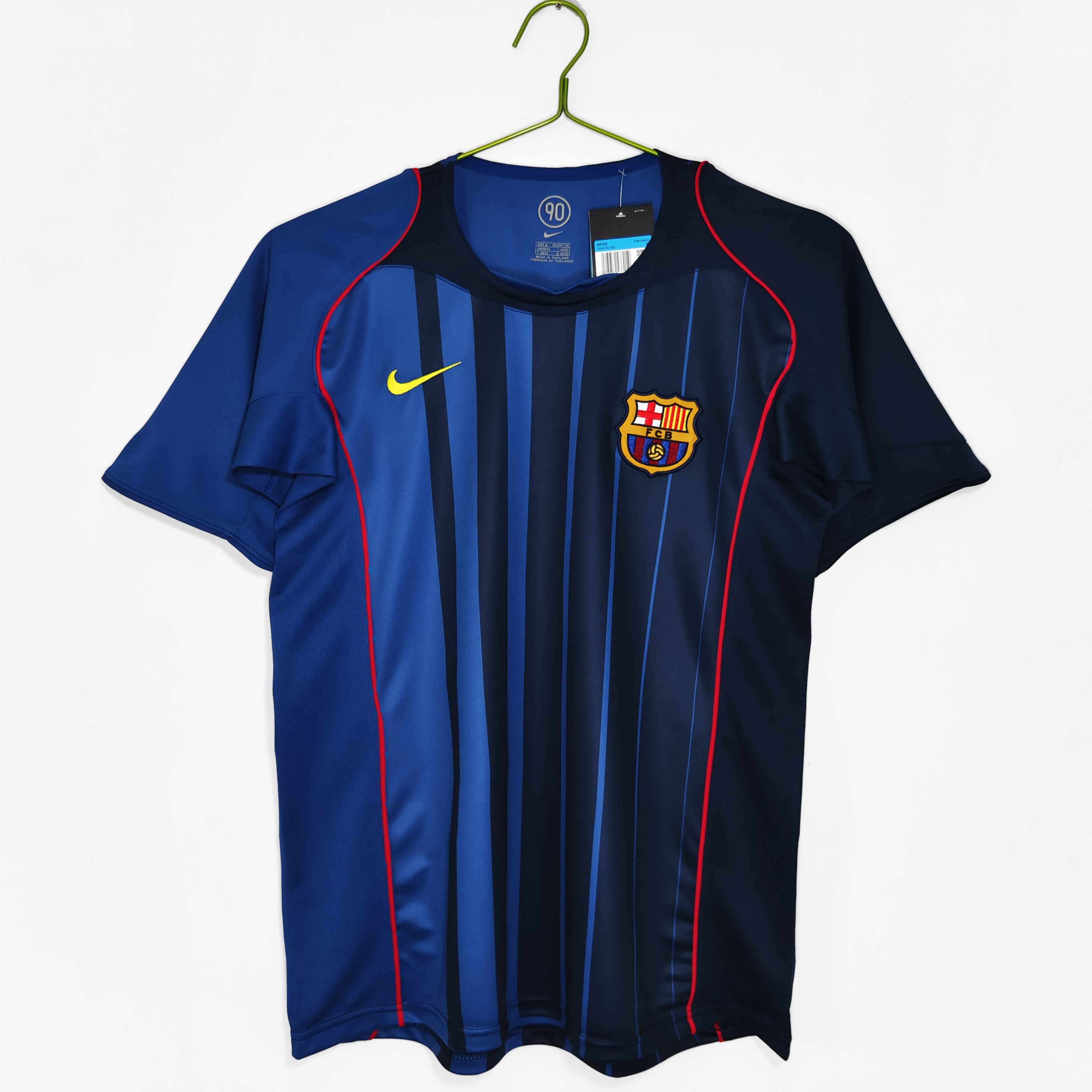 Camiseta de fútbol Barcelona 2004/05 VISITANTE MANGA CORTA VERSION FAN