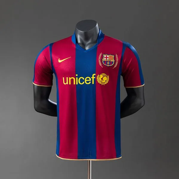 Camiseta de fútbol Barcelona 2007/08 LOCAL MANGA CORTA VERSION JUGADOR