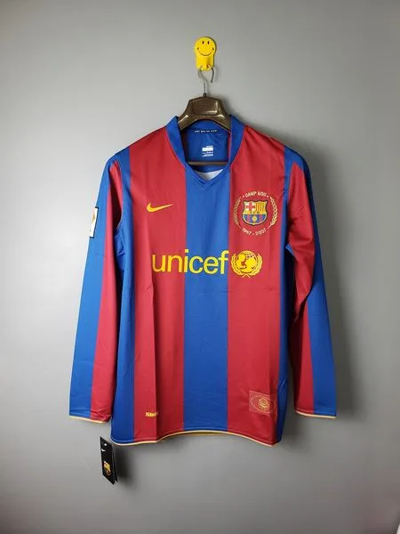 Camiseta de fútbol Barcelona 2007/08 LOCAL MANGA LARGA VERSION FAN