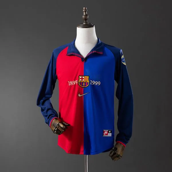 Camiseta de fútbol Barcelona 1999/00 LOCAL MANGA LARGA VERSION FAN