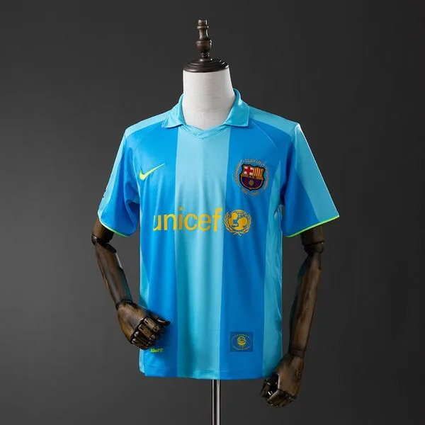 Camiseta de fútbol Barcelona 2007/08 VISITANTE MANGA CORTA VERSION FAN