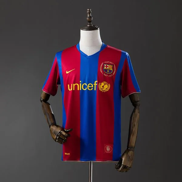 Camiseta de fútbol Barcelona 2007/08 LOCAL MANGA CORTA VERSION FAN