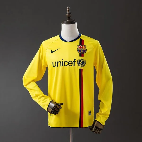 Camiseta de fútbol Barcelona 2008/09 VISITANTE MANGA LARGA VERSION FAN