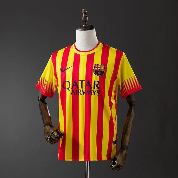Camiseta de fútbol Barcelona 2013/14 VISITANTE MANGA CORTA VERSION FAN