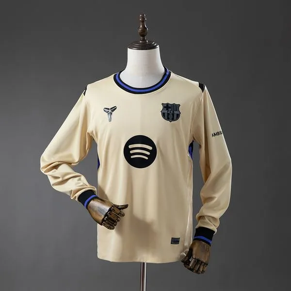 Camiseta de fútbol Barcelona 2025/26 VISITANTE MANGA LARGA VERSION FAN