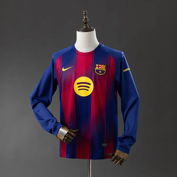 Camiseta de fútbol Barcelona 2025/26 LOCAL MANGA LARGA VERSION FAN