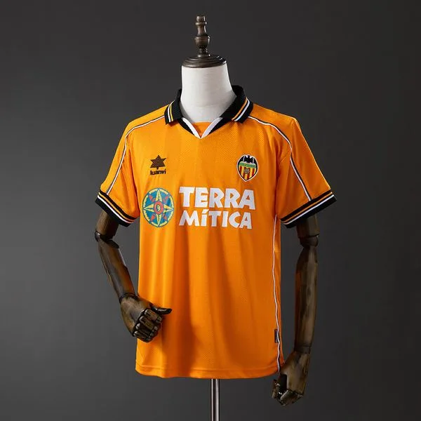 Camiseta de fútbol Valencia 1999/00 VISITANTE MANGA CORTA VERSION FAN