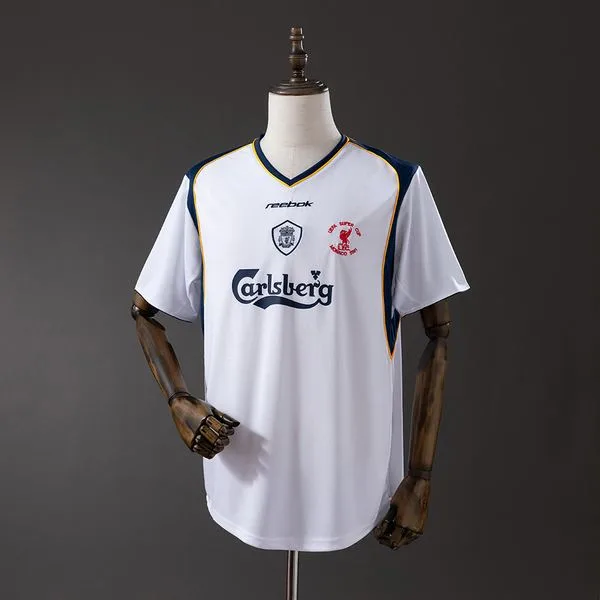 Camiseta de fútbol Liverpool 2001/02 VISITANTE MANGA CORTA VERSION FAN