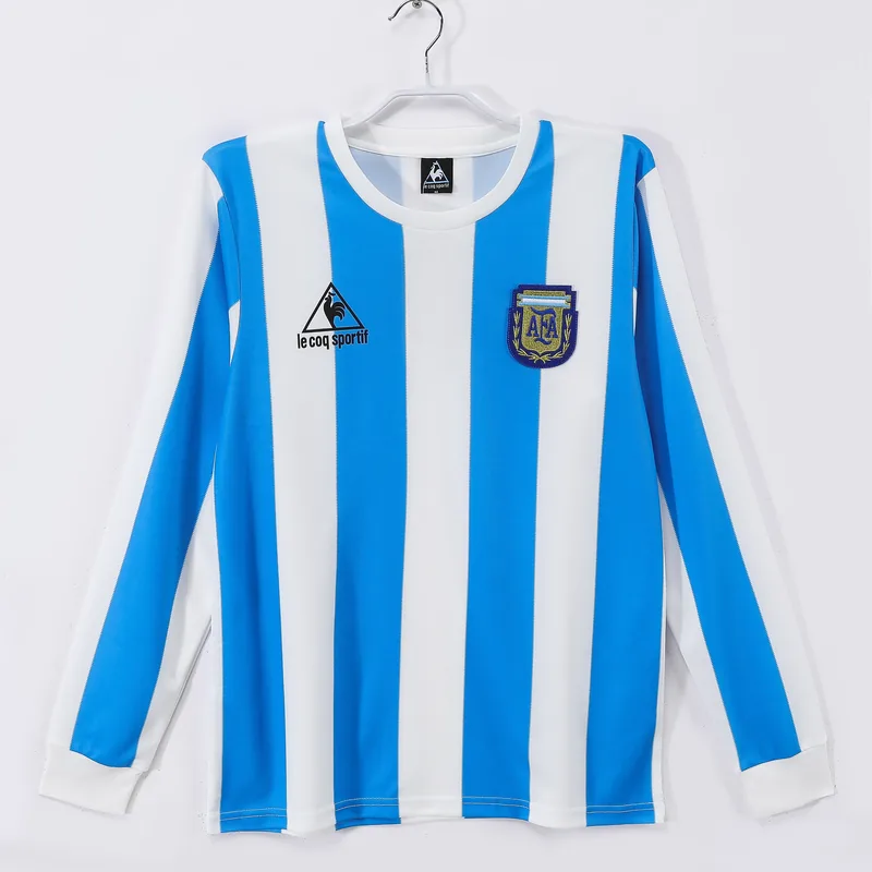 Camiseta Argentina 1986 LOCAL MANGA LARGA VERSION FAN
