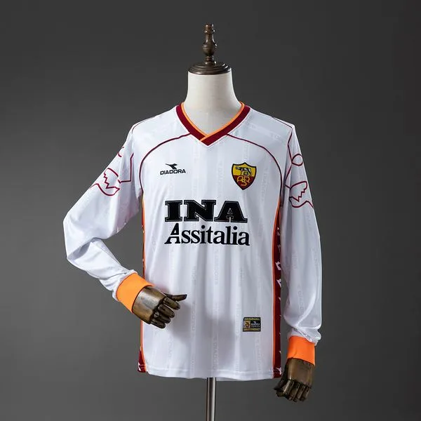 Camiseta de fútbol Roma 1999/00 VISITANTE MANGA LARGA VERSION FAN